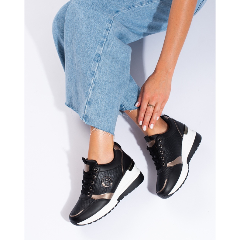 Fekete Shelovet női ék alakú tornacipő 1