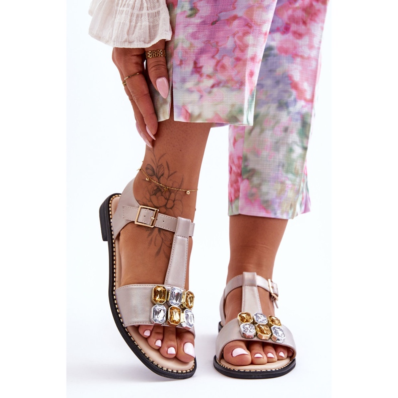 Női szandál S.Barski kövekkel KV-2775-30 Bézs 1