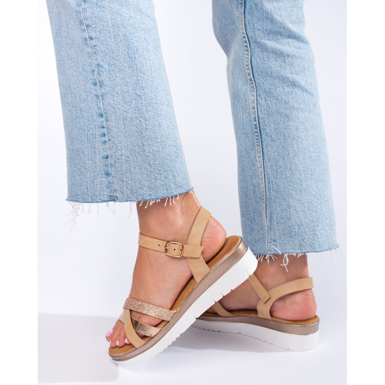 Shelovet bézs ékszandál barna 1