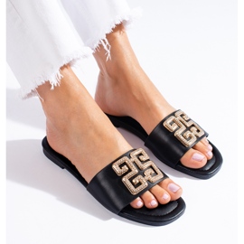 Elegáns fekete Shelovet női papucs 1