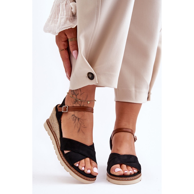 Világos velúr ékszandál fekete Celine 1