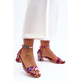 FS1 Mintás szatén magassarkú szandál Red Mix Inspire Me! sokszínű 2