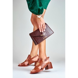 La.Fi Barna bőr tűsarkú szandál 2