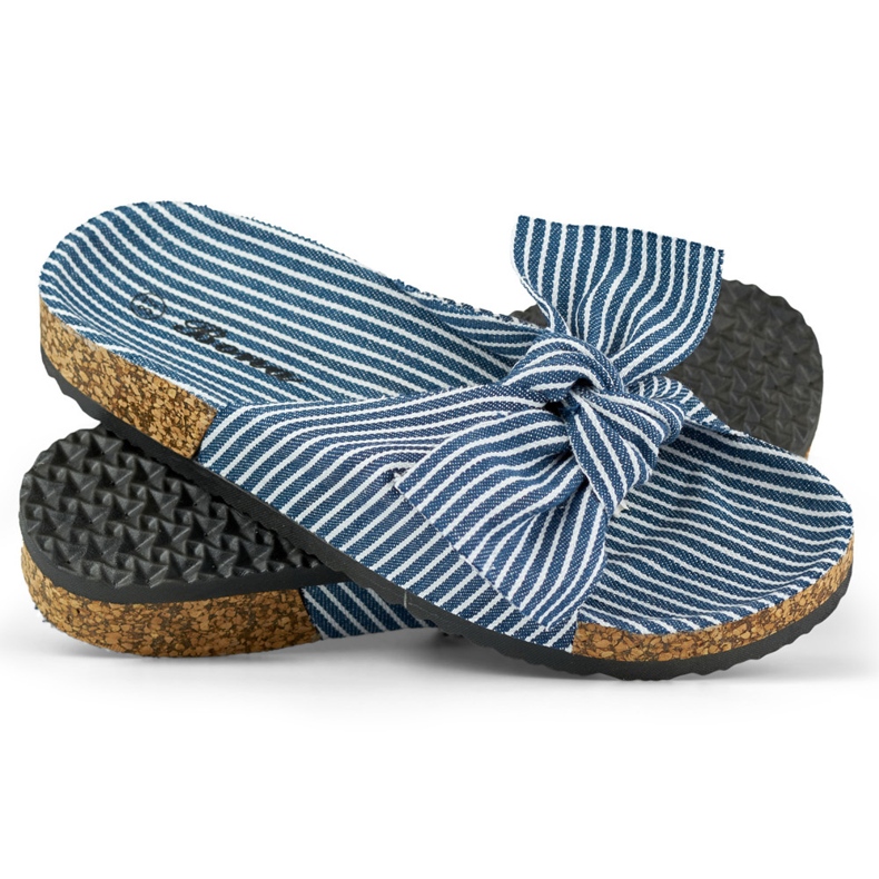 Női farmer csúszkák masnival kék 2