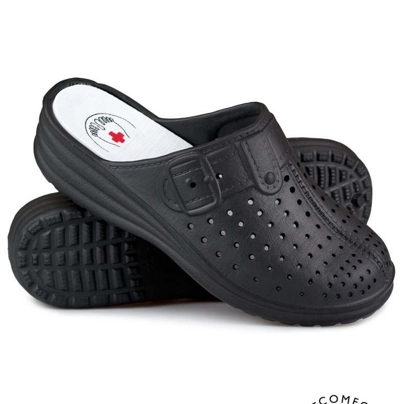 Kényelmes női flip-flop fedett ujjakkal, fekete 1