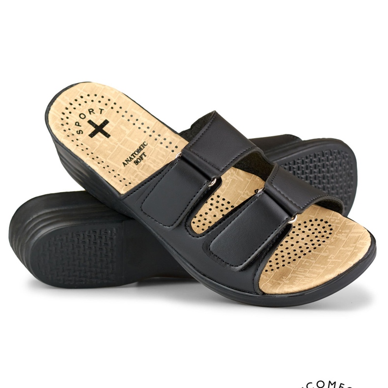 Kényelmes női papucs fekete tépőzárral 1