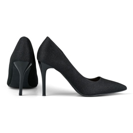 Elegáns fekete magassarkú enyhe csillogással 2