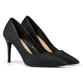 Elegáns fekete magassarkú enyhe csillogással 1