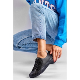 Női öko-bőr tornacipő fekete talppal 1