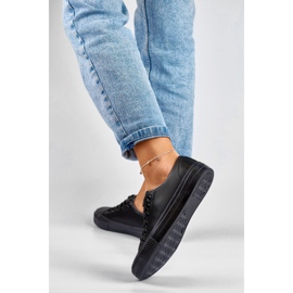 Női öko-bőr tornacipő fekete talppal 2