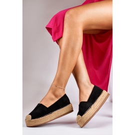 Női fekete platform espadrillák 1