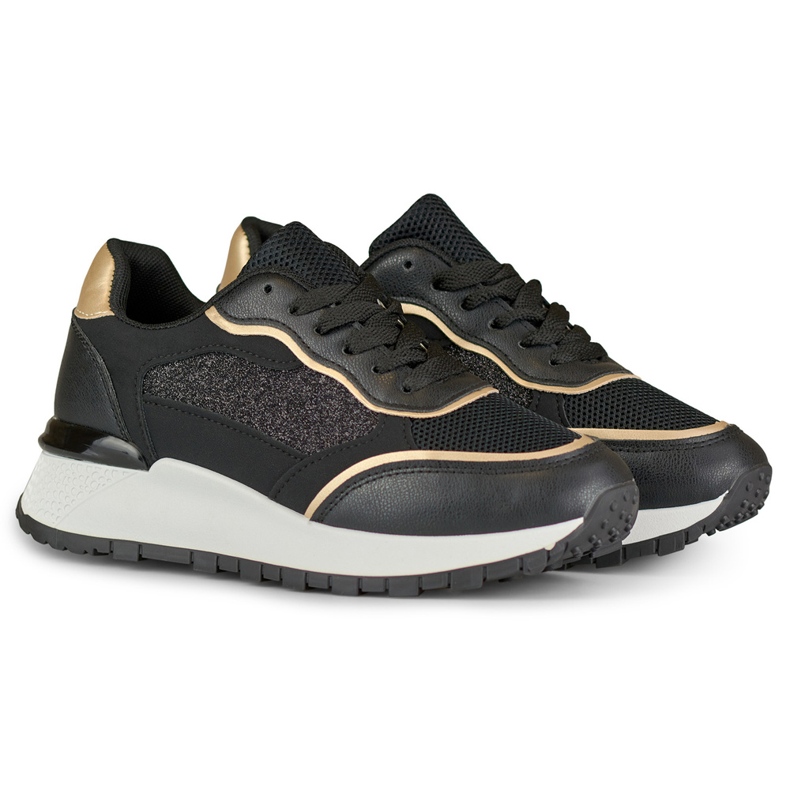 Fényes fekete női tornacipő 2