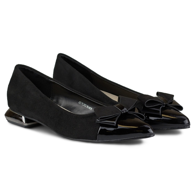 Pumpák masnival, alacsony ezüstsarkú fekete 2