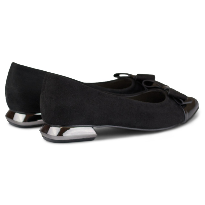 Pumpák masnival, alacsony ezüstsarkú fekete 1