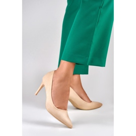 Bézs klasszikus velúr magassarkú 2