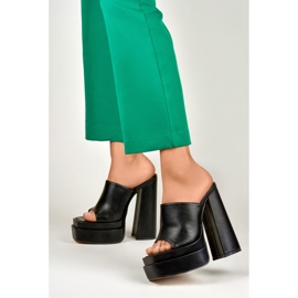 Evelyn magassarkú fekete csúszdák 2