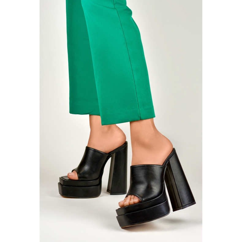 Evelyn magassarkú fekete csúszdák 2