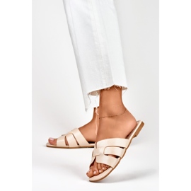 Bézs színű női papucs lapos talppal 2