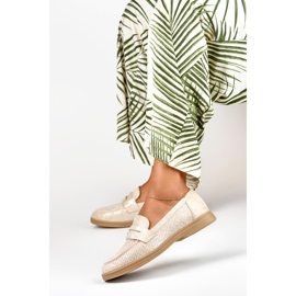 Női áttört cipő ezüst fényű bézs 1