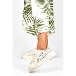 Női bézs színű sportcipő természetes bőrből 1