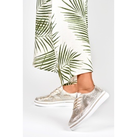 Arany színű női sportcipő természetes bőrből aranysárga 2