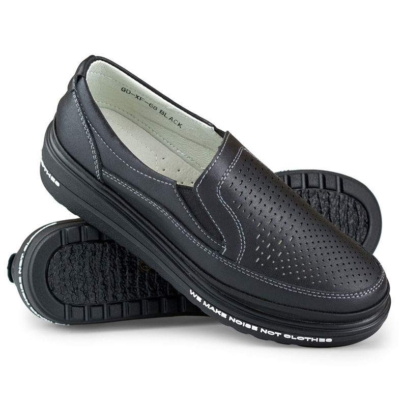 Női áttört cipő természetes bőrből fekete 1 Női áttört cipő természetes bőrből fekete 1