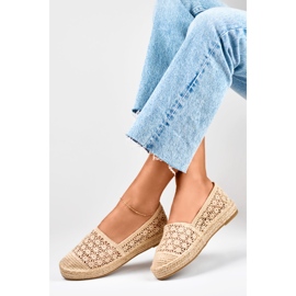 Női csipke bézs espadrillák 2