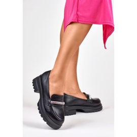 Női fekete ökológiai bőrcipő 2