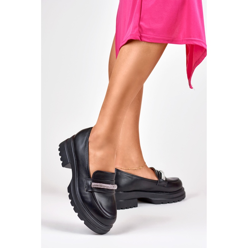 Női fekete ökológiai bőrcipő 2