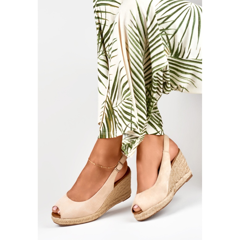 Női bézs velúr ékes espadrillák 1