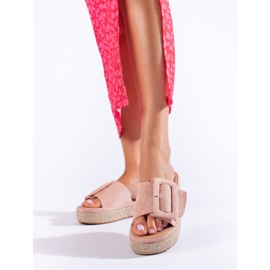 Shelovet velúr espadrill csúszdák rózsaszín 1