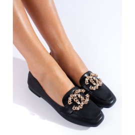 Shelovet női fekete strasszcipő 1