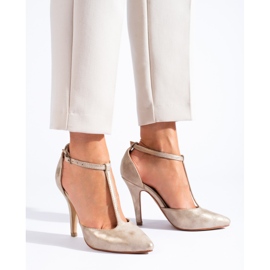 Arany és bézs sarkú pumpák a Shelovet-től aranysárga 1