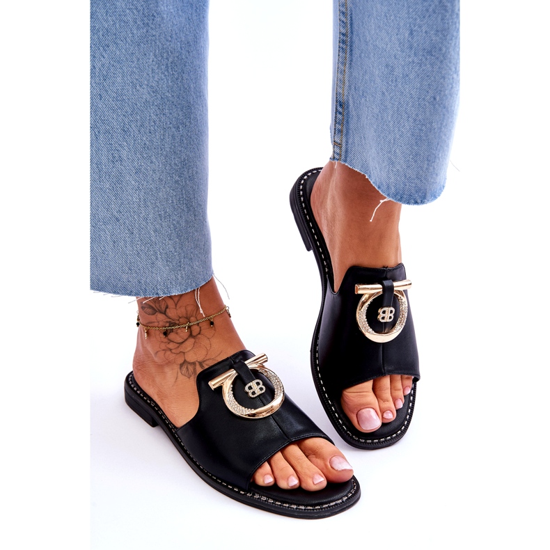 Bőr Papucs Kényelmes Cipők S.Barski KV-2775-32 Fekete 4