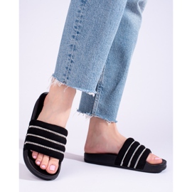 Női fekete szandál cirkóniával Shelovet 1