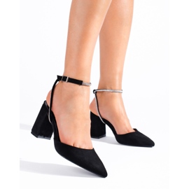 Fekete velúr sarokpumpák a Shelovet márkától 1