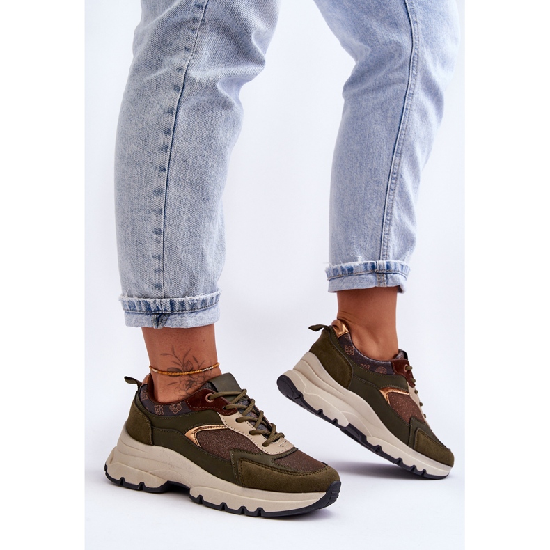 PM1 Fűzős Sportcipő Zöld Menekülési Platformon 1