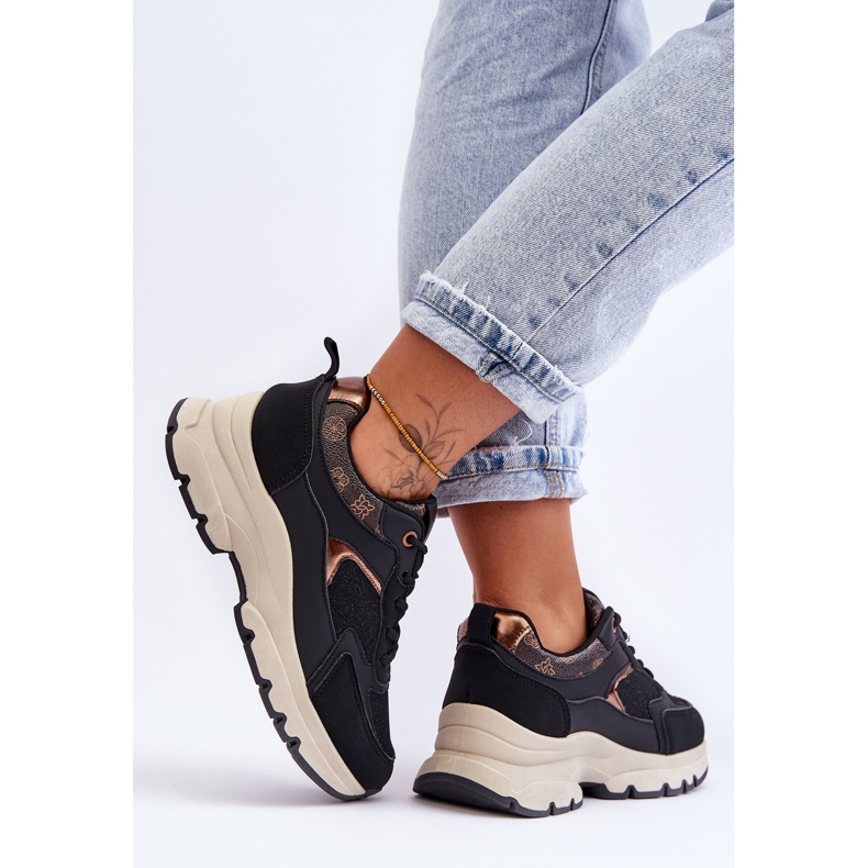 PM1 Fekete Escape fűzős platformú sportcipő 2