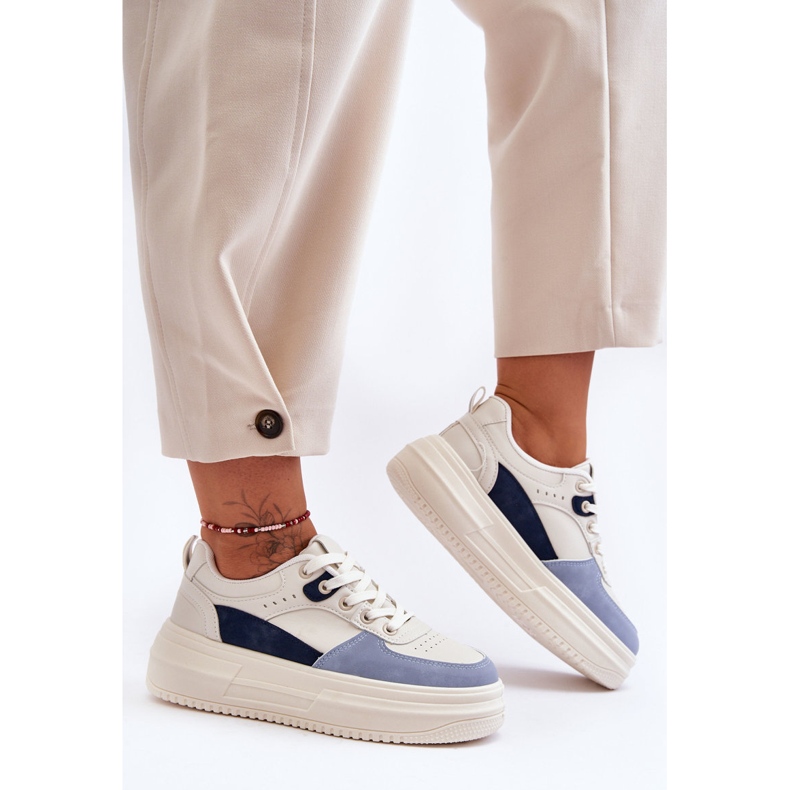 FJ1 Női sportcipők egy hatalmas platformon, fehér és kék Gemma 1