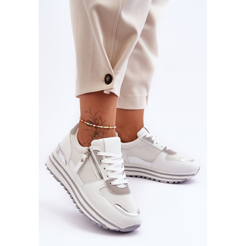 FJ1 Női sportcipő dekoratív cipzárral, fehér Cairo 1