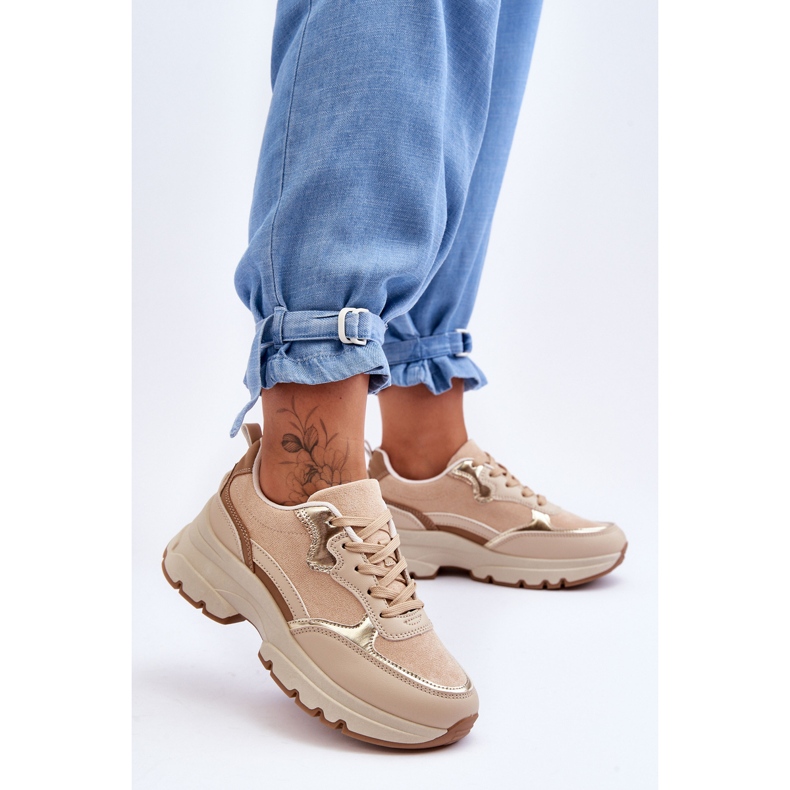 FG2 Bézs Platform lapos sarkú sportcipő ikonok 1