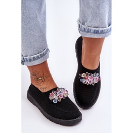 PM1 Női slip-on tornacipő kövekkel, fekete egyszerű 2