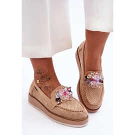 PM1 Női emelvényes naplopók kövekkel bézs Elonore 1