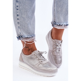 Bőr Sportcipő Perforációval S.Barski AL22246 Ezüst 2