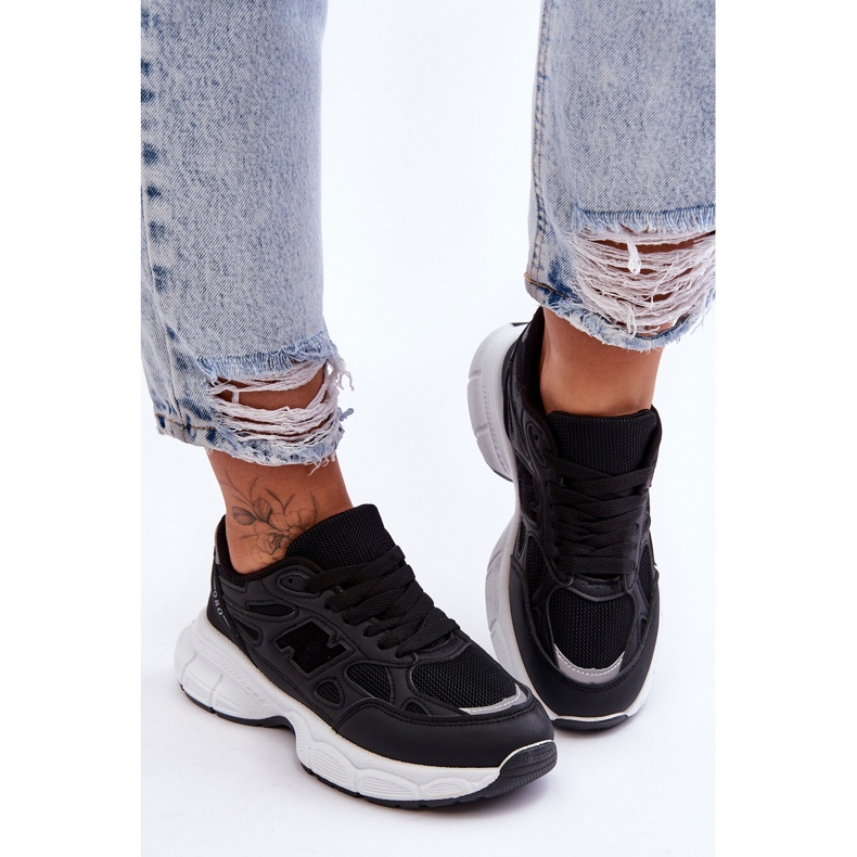 FG2 Divatos női sportcipők fekete hálóval, fekete Velence 2