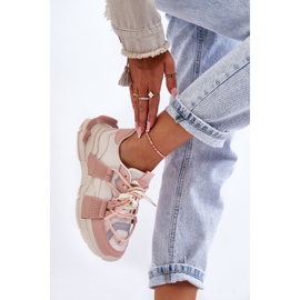 PS1 Divatos fűzős női sportcipők bézs-rózsaszín Chillout! 2