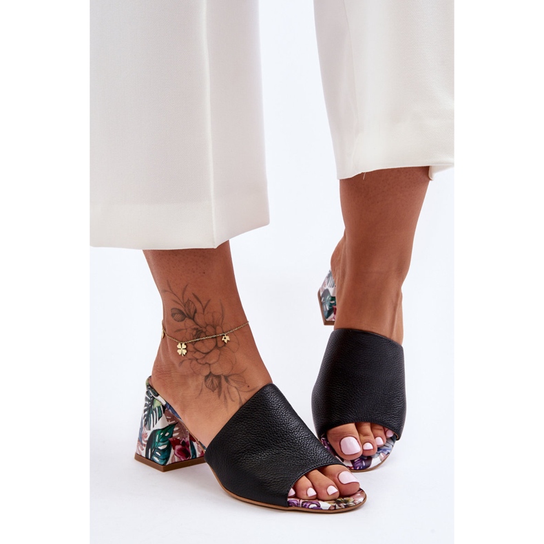 Lewski Shoes Női bőr magassarkú Leski cipő 3209/K fekete 2