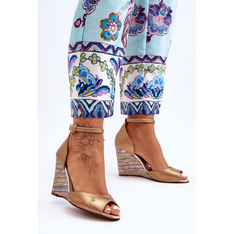 Bőr ékszandál Laura Messi 2603/784 arany aranysárga 1