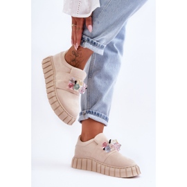 PS1 Divatos bebújós sportcipő bézs Desire díszítéssel 2