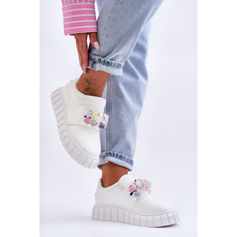 PS1 Divatos bebújós sportcipő fehér Desire díszítéssel 1